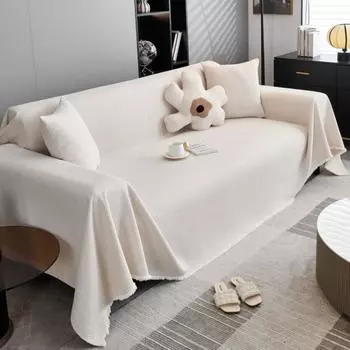 Скандинавский чехол для дивана, коврик, одеяла для гостиной, современное однотонное водонепроницаемое одеяло для пикника и кемпинга 180x130cm бежевый