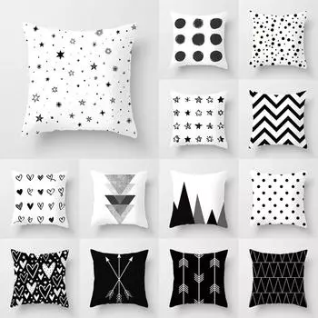 Скандинавский черно-белый чехол для подушки с геометрическим рисунком для дома, гостиной, украшения дивана, квадратная подушка, наволочка 40X40CM