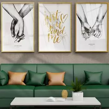 Скандинавский черно-белый стиль рука об руку холст фреска современный минималистский арт постер спальня коридор бар украшение дома без рамки 21*30cm No Frame