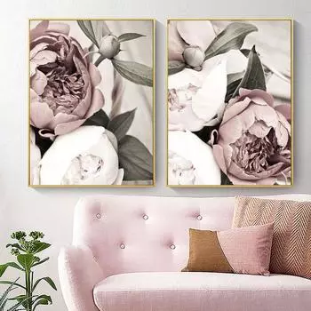 Скандинавский цветок, настенное искусство, скандинавский холст, картина, постер и принт, современное ботаническое цветочное украшение, картина для гостиной 21cm30cm NoFrame