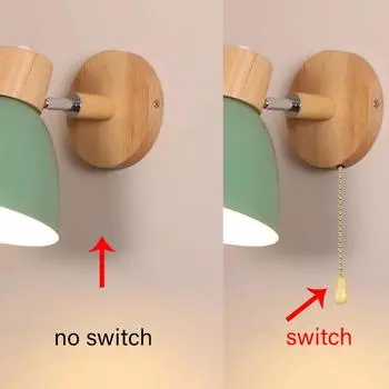 Скандинавский деревянный настенный светильник, разноцветный с выключателем, современный железный настенный светильник для спальни, гостиной, макаруны, интерьерный прикроватный светильник 1Pcs белый