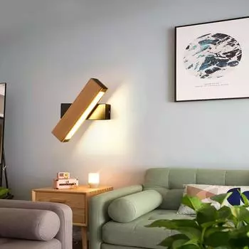 Скандинавский деревянный регулируемый настенный светильник, светодиодный настенный светильник, теплый свет, столовая, крыльцо, коридор, гостиная, спальня, прикроватный балкон