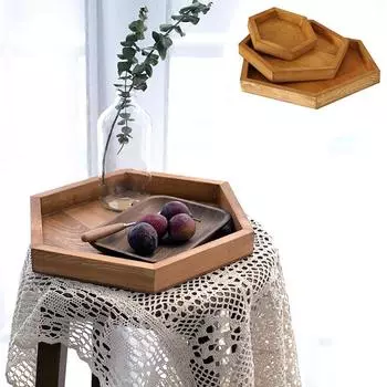 Скандинавский деревянный шестиугольный поднос, чашка, еда, фрукты, десерт, подставка для хранения, органайзер для демонстрации ювелирных изделий S света кофе