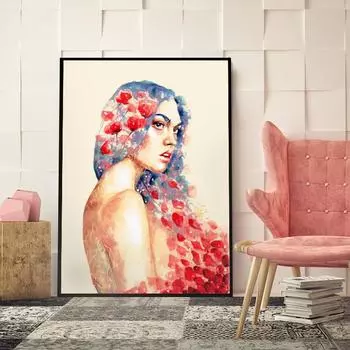 Скандинавский девичий аниме холст, картина «Ангел и дьявол», постер и принт для гостиной, девушки с романтическим розовым рисунком, настенное искусство 21cm30cm NoFrame