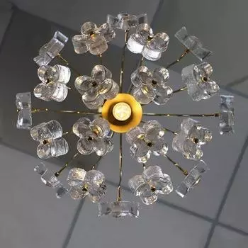 Скандинавский дизайн, роскошная стеклянная люстра в стиле ретро, французская сельская местность, в форме лепестка, для ресторана, спальни, домашнего декора, светильники