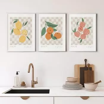 Скандинавский фруктовый рынок, лимон, апельсин, груша, винтажные постеры и принты, настенная живопись на холсте, настенные картины для кухни, домашний декор 21x30cm No Framed