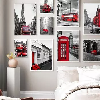 Скандинавский городской пейзаж, мода, холст, картина, всемирно известный город, вид улицы, постер, офис, гостиная, украшение дома, фреска, без рамки 21*30cm No Frame