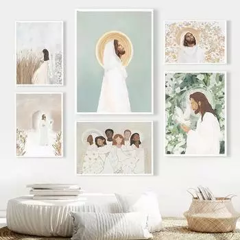 Скандинавский Христос Иисус Бог Спаситель мира голубь хор настенная живопись на холсте плакаты и принты настенные панно для декора гостиной 21x30cm No Framed