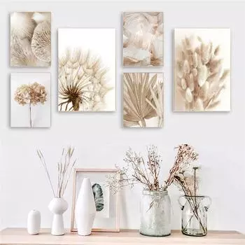 Скандинавский хвост кролика, трава, тростник, цветок одуванчика, настенная живопись, холст, живопись, постеры и принты, настенные панно для декора гостиной 21X30cm No Frame