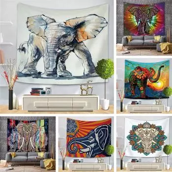 Скандинавский INS Фон со слоном Ткань Трансграничное украшение Настенный ковер Украшение дома Настенный ковер Красочный фон со слоном Подвесная ткань 95*73cm