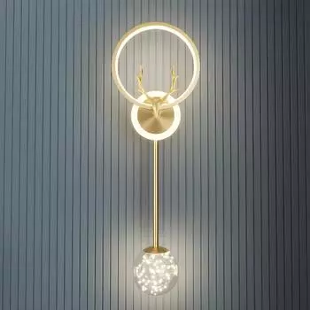 Скандинавский интерьер Настенный светильник Гостиная Современная светодиодная декорация комнаты Роскошный фон Коридор настенный светильник бра Спальня Прикроватная тумбочка 3 color dimming золотой