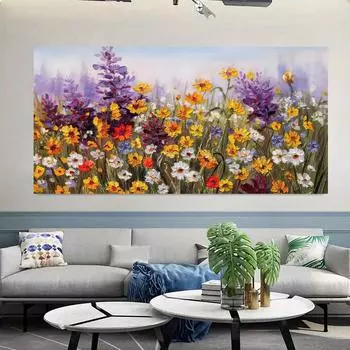 Скандинавский классический абстрактный настенный рисунок, ручная роспись, красочный цветочный пейзаж, масляная живопись, печать, декор для дома, спальни, гостиной 20x40cm