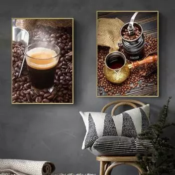 Скандинавский кофе, художественный принт, холст, живопись, постеры, печать, современные настенные художественные картины для гостиной, столовой, кафе, офиса, прохода, без рамки 21*30cm