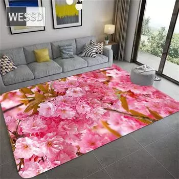 Скандинавский ковер с цветочным узором вишни большого размера для гостиной, водопоглощающий ковер для ванной, напольный коврик, коврик с розовым цветком 40x60cm 1pcs