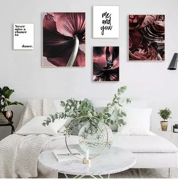 Скандинавский красный цветок, растение, холст, картина, ботанический, цветочный, скандинавский плакат, принт, настенная художественная картина, современный декор для гостиной, без рамки 21*30cm