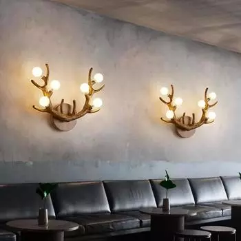 Скандинавский креативный ночник в виде ветки дерева для гостиной, настенный светильник для ТВ, современная и простая спальня, ретро-светильник у кровати warm light