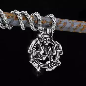 Скандинавский кулон с рунами из нержавеющей стали 316L Viking Ritual, мужской уличный рок-ювелирный аксессуар, мужской подарок BFF серебряный