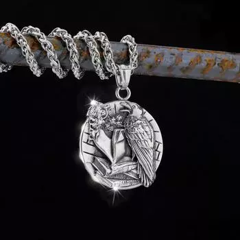 Скандинавский кулон с руной «Птица и зверь» из нержавеющей стали 316L серебряный