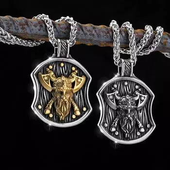 Скандинавский кулон Viking Berserker из нержавеющей стали 316L, поставляется на колье из нержавеющей стали длиной 60 см. серебряный