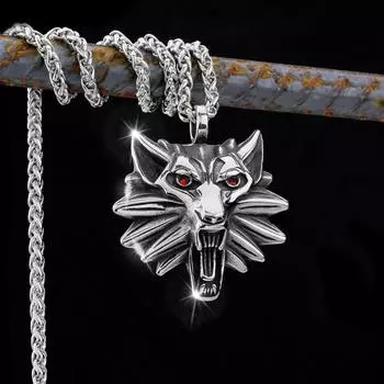 Скандинавский кулон в виде головы волка из нержавеющей стали 316L, мужской уличный рок, ювелирные аксессуары, мужской подарок BFF серебряный
