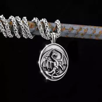 Скандинавский кулон викингов, модный амулет с подвеской злого дракона из нержавеющей стали викингов серебряный