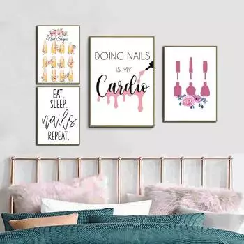 Скандинавский лак для ногтей, цветной салон красоты, макияж, настенная живопись на холсте, постеры и принты, настенные панно для декора маникюрной комнаты 21X30cm No Frame