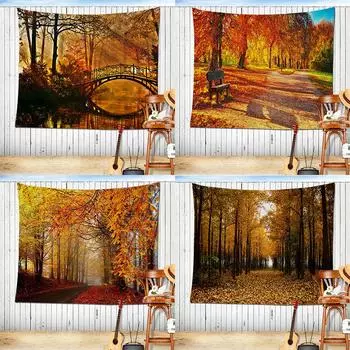 Скандинавский лес, проживание в семье, подвесная ткань, украшение комнаты, фон для окна, ткань, осенний ремонт общежития, пейзаж, гобелен 150*100