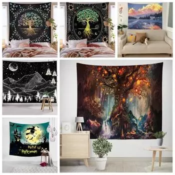 Скандинавский мечтательный пейзаж С Днем Рождения Рождество Гобелен Фон Ткань HD Подвесной тканевый гобелен Домашний декор Домашний декор с установочными фитингами 30*40cm