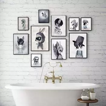 Скандинавский милый милый домашний декор, скандинавская картина на холсте, настенная живопись, кролик, акварельный мультяшный постер для детской спальни 21cm30cm NoFrame