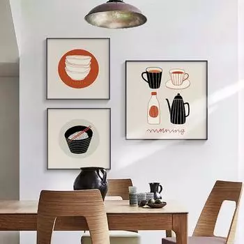 Скандинавский минималистичный натюрморт, холст, художественные картины, украшение для дома, мультяшная картина для гостиной, спальни и принты, плакат с едой 21*30cm