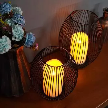 Скандинавский минималистский кованый декоративный ночник светодиодная имитация свечи кофе ресторан креативные поделки для дома в помещении S