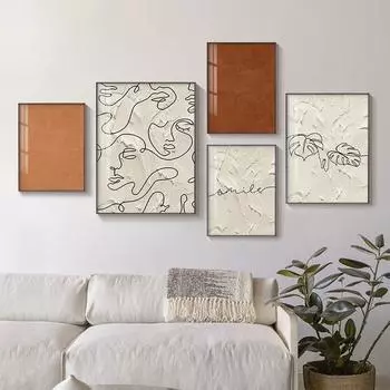 Скандинавский минимализм, линии искусства, холст, живопись, картины для гостиной, спальни, принт, современный стиль ваби, настенные украшения для дома, постеры 21cm30cm NoFrame