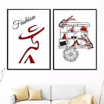 Скандинавский модный плакат Парижская парфюмерная мода Платье Картина маслом 21cm30cm NoFrame