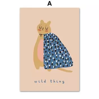 Скандинавский мультяшный мышонок кот гусь птица пчела гриб настенное искусство плакаты и принты холст живопись настенные картины декор для детской комнаты 21cm30cm NoFrame