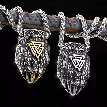 Скандинавский мужской винтажный кулон из нержавеющей стали, мужской модный кулон Viking в стиле панк с когтями медведя, байкерский мужской панк-подарок серебряный
