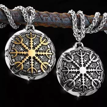 Скандинавский мужской винтажный кулон из нержавеющей стали, мужской модный кулон с руническим диском Viking, подарок серебряный