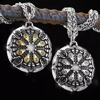 Скандинавский мужской винтажный кулон из нержавеющей стали, мужской модный кулон с руническим диском Viking, подарок серебряный