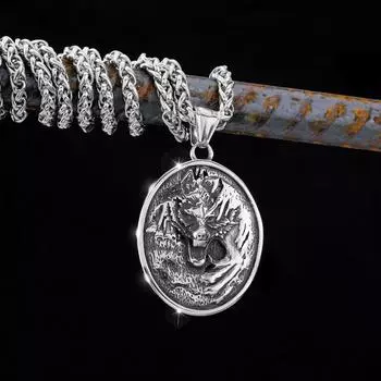 Скандинавский мужской винтажный кулон из нержавеющей стали, мужской модный кулон Viking в стиле панк-волк, байкерский мужской панк-подарок серебряный