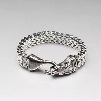 Скандинавский новый мужской браслет с головой волка викингов из нержавеющей стали, индивидуальный двухрядный браслет в стиле хип-хоп 19cm