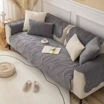 Скандинавский однотонный чехол для дивана для гостиной, нескользящий толстый плюшевый диван-подушка, коврик, комбинированный диван, защита для полотенец, домашний декор 70x70cm зелёный