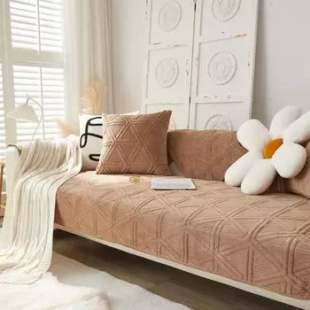 Скандинавский однотонный универсальный чехол для дивана для гостиной, нескользящая подушка для дивана, полотенце для дивана, утолщенное плюшевое полотенце для дивана, домашний декор 70x70cm 1pc