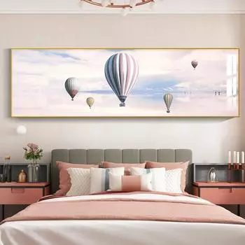 Скандинавский пейзаж, картина маслом, постер, облако, снежная гора, воздушный шар, картина, пшеничное поле, прикроватная живопись 21cm30cm NoFrame