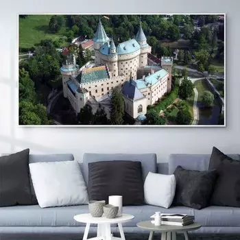 Скандинавский пейзаж картина маслом Замок искусство холст картина гостиная коридор офис украшение дома фреска без рамки 20*40cm No Frame