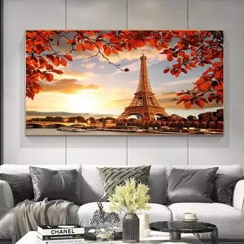 Скандинавский пейзаж, настенное искусство, холст, постер, эстамп, башня с листьями, холст, картина, современная гостиная, фреска, украшение для дома, фотографии 20x40cm No Frame