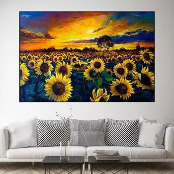 Скандинавский пейзаж, поле подсолнечника, масло, холст, живопись, современные постеры и принты, настенные художественные фотографии, домашний декор для гостиной, без рамки 20cm40cm NoFrame