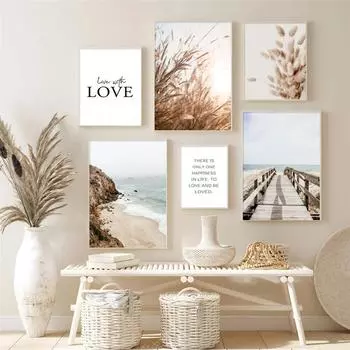 Скандинавский пейзаж, трава, холст, картина, скандинавский пейзаж, цитата, настенная художественная картина, современный постер и принт для домашнего декора комнаты 21x30cm No Frame