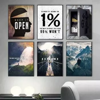 Скандинавский пейзаж Вдохновляющий холст Картина Печать Настенный Мотивирующий Плакат Настенное Искусство Цитата Вдохновляющий Современный Декор Без Рамки 21*30cm No Frame