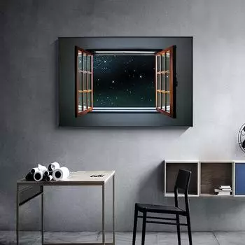 Скандинавский пейзаж, вид из окон, холст, живопись, постеры и принт, ночные звезды, домашний декор, художественные настенные панно для гостиной, спальни 21*30cm