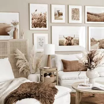 Скандинавский пейзажный постер с природой и закатом, скандинавский принт коровы, настенное искусство, печать на холсте, ботаническая декоративная картина, домашний декор 21*30cm