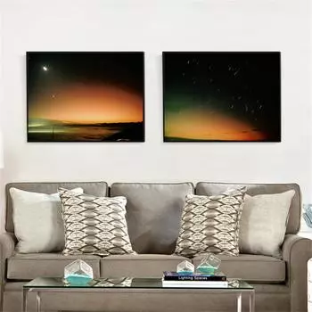 Скандинавский пейзажный постер Туманность Галактика Холст Картина Ночная звезда Метеоритный дождь Звездное небо Домашний декор Настенные художественные фотографии 21cm30cm NoFrame